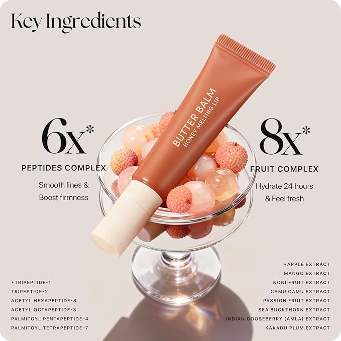 Nature Republic Honey Melting Lip Butter Balm – Moisturizing Tinted Balm with Peptides, for Sheer & Glossy, Smooth & Soft Lips, Stocking Stuffers (LYCHEE JELLY)
