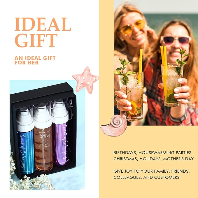 Body Spray for Women, Fragrance Mist Gift Set, Pack of 3, Each 3.4 Fl Oz, Total 10.2 Fl Oz, Cherry Blossoms, Stars, Night