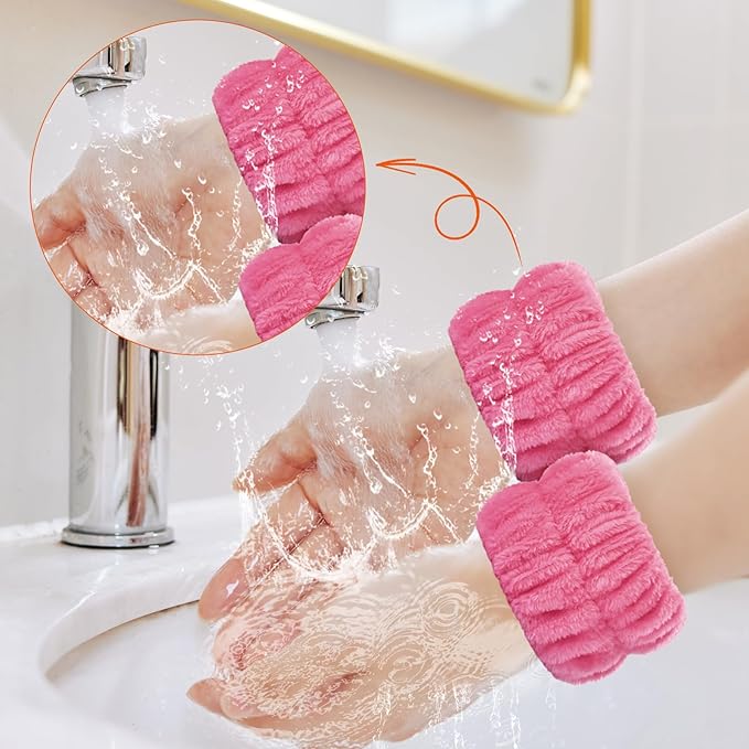 2pcs Wrist Bands for Washing Face Wash Wristbands Wrist Towels Arm Bands for Skincare Makeup Wrist Cuffs Spa Wrist Scrunchies