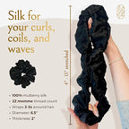 Silk Scrunchies for Women Ponytail Holders – Oversized Mulberry Silk Scrunchies – Extra Large No Damage Hair Ties for Curly, Thick, and Thin - Hair Accessories for Women – Black, XL By Curlfriend