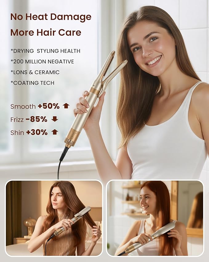 6-in-1 Hot Air Styler – Hair Dryer & Versatile Air Styler with Straightener, Auto Curler, Volumizing Brushes, Frizz-Free Hair Styler for Straighting, Curling, Smoothing & Adding Volume, Gift for Women