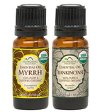 US Organic 100% Pure Myrrh, Frankincense Essential Oil Combo Pack - Directly sourced from The Horn of Africa - USDA Certified Organic - Use Topically or in Diffuser (10 ml Combo)