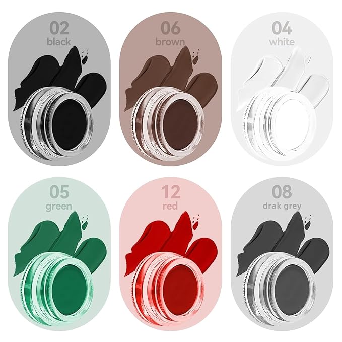 Eyeliner Gel Set,Long Lasting Waterproof High-Intensity Pigments Smudge-Proof Eye liner Makeup With 5.51 IN Long Eyeliner Brush Water-Resistant Creamy Gel 5G-Red