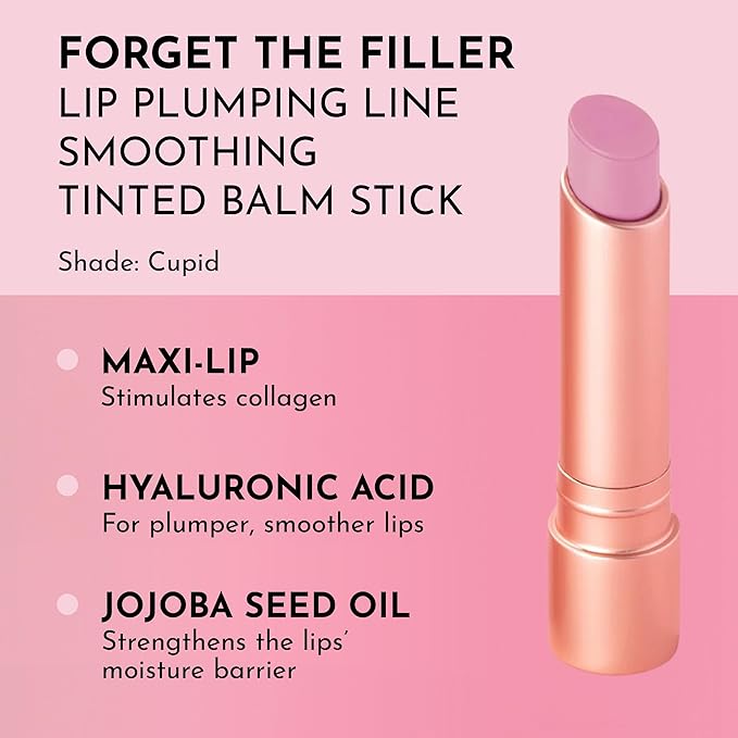 LAWLESS Women's Forget the Filler Lip Plumping Line Smoothing Tinted Balm, Cupid, Pink, 0.09 Ounce