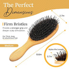 Premium Boar Bristle Hair Brush for Thick Hair Set. Hairbrush for Women With Thick, Long or Curly Hair. Restores Hair's Shine and Health. Comb, Travel Bag & Spa Headband Included