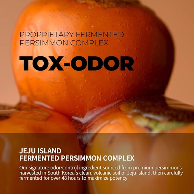 Persimmon Body Wash for Odor Control – Korean Persimmon Extract, Natural Deodorizing Cleanser, Sulfate-Free & Gentle, pH Balanced for Sensitive Skin, 24-Hour Freshness (17.63 oz / 500g)