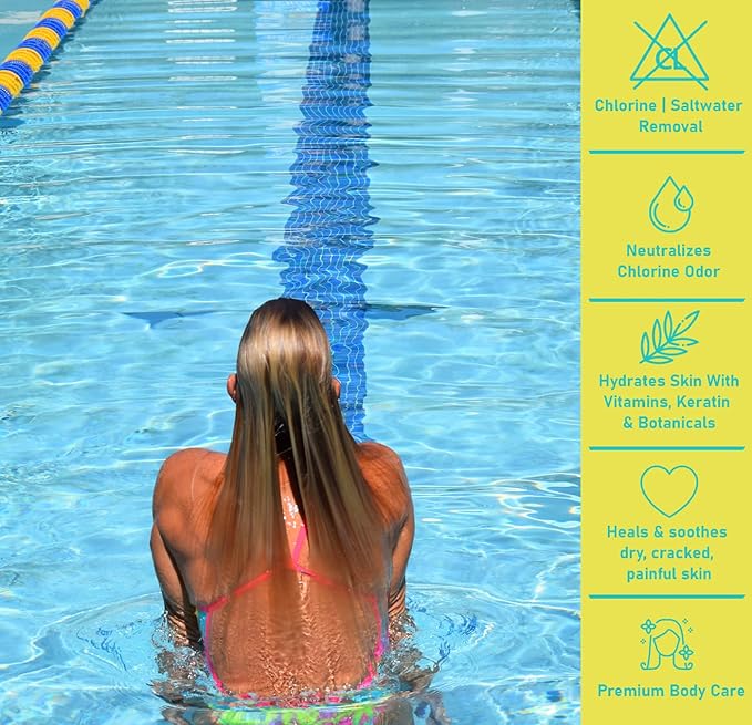 TRISWIM Chlorine Removal Body Wash 32 Fl Oz | Removes Chlorine, Bromine, Hard Water Minerals & Saltwater | Hydrates & Restores Skin | Zen Lime + Mango Scent