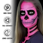 Pink Oil Based Face Body Paint Stick, Non-toxic Full-coverage Face Painting for Skull Clown Makeup Halloween Cosplay Makeup, Waterproof Cream Pink Body Painting for Adults