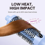 Wavytalk Blowout Boost Thermal Brush, 1.5 inch Heated Round Brush for Blowout Look, Negative Ion Technology, Ceramic Tourmaline, 5 Temperature Settings, Dual Voltage, Blue