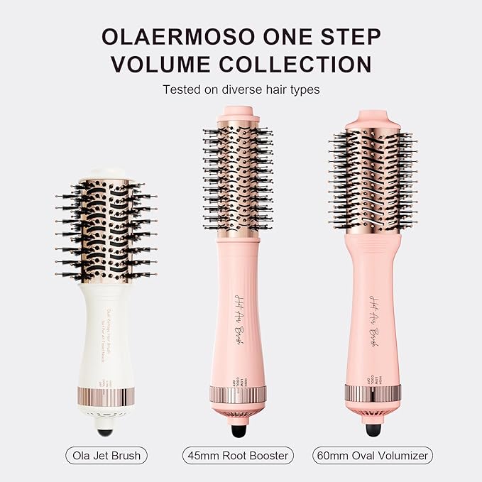Round Brush Blow Dryer Hair Dryer Brush in One, Dual Voltage 45mm Round Barrel Root Booster for Drying & Styling, 2-in-1 Titanium Brush Dryer with Ionic Technology for More Shine and Less Frizz