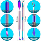 2PCS Metal Cuticle Pusher and Scraper (Chameleon/Rainbow), Colorful Nail Trimmer Cutter Stainless Steel Gel Scraper Tool, Polish Remover Peeler Salon Manicure Cleaner for Fingernail and Toenail