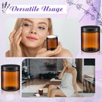 24 Pcs 8 oz Glass Jars with Lids, Clear Candle Jars with Black Lids Round Empty Candles Container Tins for Candle Making Storing Lotions Spice Powder Liquid Sample Makeup (Amber)