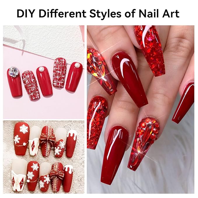 JODSONE 16.5ml Christmas Red Color Soak Off UV LED Gel Nail Polish Winter Nail Art Design Daring Grace Manicure Glossy & Long Lasting for Salon DIY Home Colorful Bottle Gifts for Women