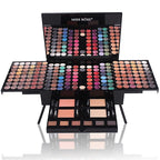 190 Colors Cosmetic Make up Piano Box Set,Combination with Eyeshadow /Facial Blusher /Eyebrow Powder /Eyeliner Pencil /Mirror,All-in-1 Makeup Gift Set (Color A)