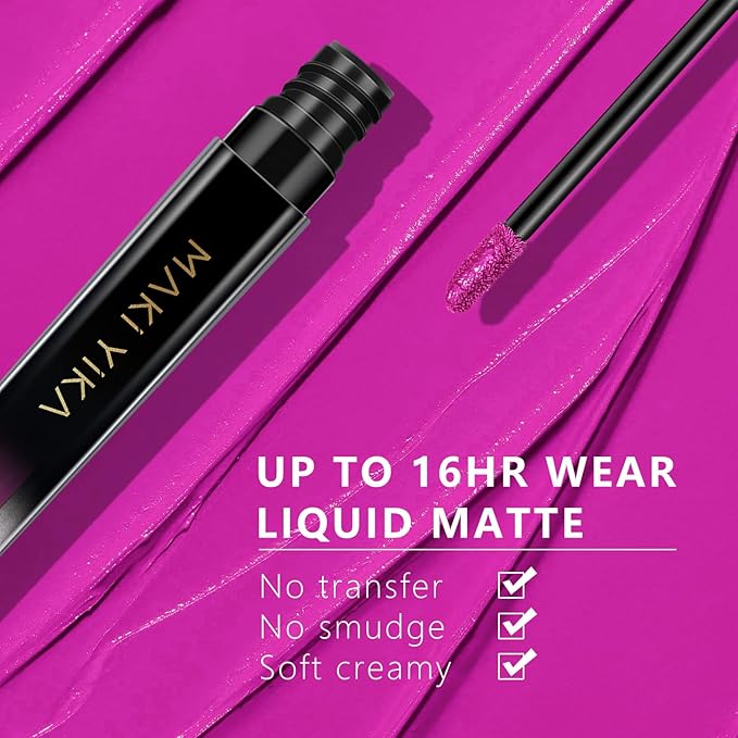 MAKI YIKA 2Pcs Matte Liquid Lipstick Set MVP Red Hot Pink Lipstick Long Lasting Smudgeproof Transfer Proof Lip Makeup, MVPRed/HotPink