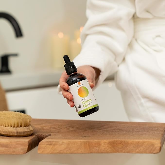 Organic Neem Oil, Cold Pressed for Skin Care, Hair Care, and Pet Care, USDA Certified Organic 100%, Hexane Free, 4 Fl Oz.