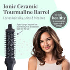 MINT Extra-Long 1 1/3 Inch Thermal Brush for Effortless Curls, Volume & Waves | 230-430°F 2-Heater Ceramic Curling Iron Brush Creates Long-Lasting Styles | Heated Round Styler