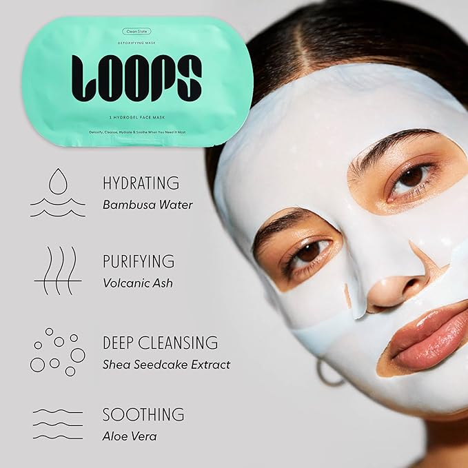 LOOPS VARIETY LOOP KIT - Hydrogel Korean Face Mask for Every Skin- Five Collagen Face Masks fo, Detoxifying, Repairing, & Rejuvenating - Gifts for Women, Stocking Stuffer - 5 Pc