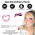 8 PCS Face Glitter Freckles Tattoo, Heart-Shaped Temporary Makeup Patches, Body Glitter Sparkle Fake Freckles Stickers Festival, Concert,Carnival Party,Cosmetic Glitter,Rave Accessories Decorations