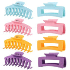 LuSeren 8 Pack Colorful Hair Clips for Women 4.3 Inch Large Hair Claw Clips for Women Thin Thick Curly Hair, Big Banana Clips,Strong Hold jaw clips