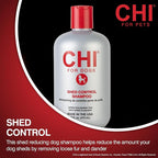 CHI for Dogs Shed Control Shampoo - Anti-Shedding Dog Wash for Excess Fur and Loose Hair - Gentle Formula for All Coat Types - Sulfate and Paraben Free - pH Balanced - Made in USA, 16 Fl Oz