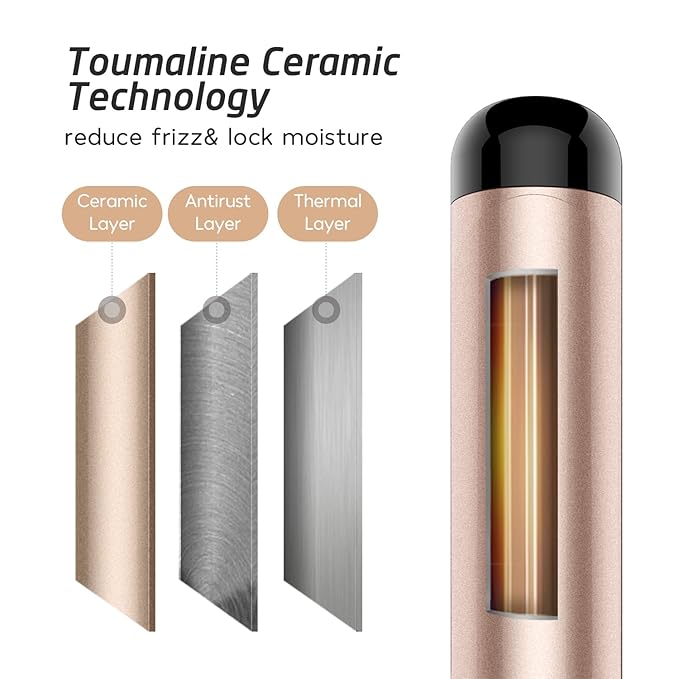 Hoson 1 3/4 Inch Curling Iron Large Barrel, 1.75 Long Barrel Curling Wand Dual Voltage, Ceramic Tourmaline Coating with LCD Display, Glove Include