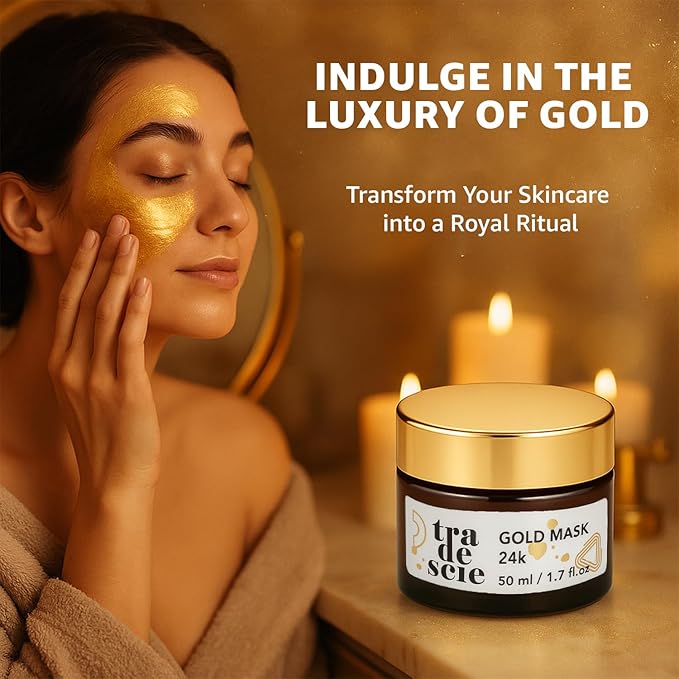 TRADESCIE 24K Gold Face Mask – Anti Aging Face Mask with Hydrating Camel Milk & Hyaluronic Acid for Firm, Radiant, Smooth, and Nourished Skin – 50 ml