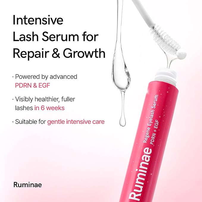 Advanced Lash Repair Serum for Damaged or Extension-Weakened Lashes | PDRN & EGF Recovery Formula with Peptides & Amino Acids | Gentle Korean Lash & Brow Serum, Prostaglandin-Free (0.3 fl oz)