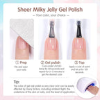 Jelly Crystal Gel Nail Polish Set, 6 Colors Pastel Blue Purple Rainbow Yellow Pink Gel Polish Kit Uv LED Dryer Cured Spring Summer Nail Trend Gel Nail Art Kit Gifts for Women