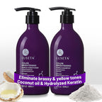 Luseta Purple Shampoo and Conditioner Set for Blonde, Gray - Color Treated Hair - Sulfate Free Paraben Free - Infused with Cocos Nucifera Oil for Curly and Damaged Hair - 2x16.9oz