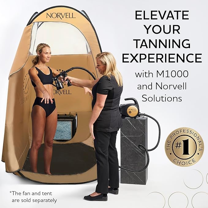 Norvell Sunless M1000 HVLP Spray Tan Machine Kit with 8 oz Tuscan Plus, Venetian & Dark Solutions – Professional Airbrush Tanning System with Training Program by Norvell
