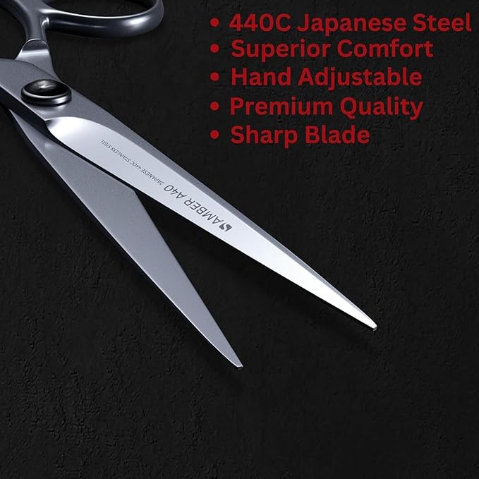 Suvorna Hair Cutting Scissors - Barber Shears for Hair Cutting - 6.5" 440C Japanese Stainless Steel hair scissors professional for Barbers and Hairdressers - Hair Shears for Women & Men