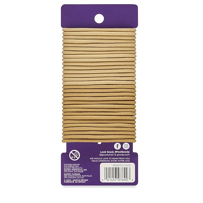 Goody Ouchless Hair Elastics – No Pull, No Breakage, Tangle-Free Hold for Thick, Curly, Coily & Textured Hair – 30 Count, Blonde, Long-Lasting Ponytail Holders for Women & Men