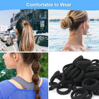 120PCS Black Hair Ties for Women, Seamless Soft Hair Bands Ponytail Holder, Elastics Hair Tie for Thick Thin Hair, No Damage Hairties Hair Accessories