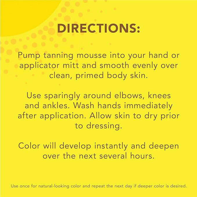 Jergens Natural Glow Instant Sun Body Mousse, Self Tanner for Deep Bronze Tan, Sunless Tanning Body Bronzer for Natural Looking Color Instantly, 6 Oz