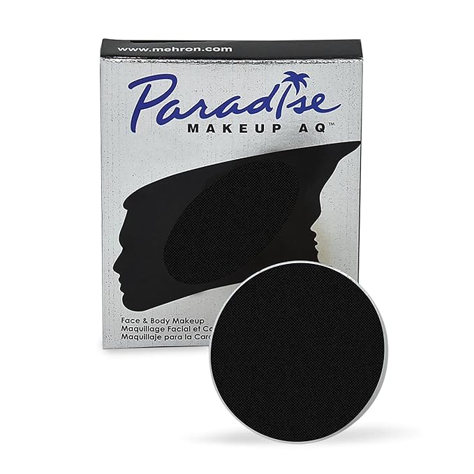 Mehron Makeup Paradise Makeup AQ Refill Size | Stage & Screen Performance, Face & Body Painting, Beauty, Cosplay, and Halloween | Water Activated Face Paint, Body Paint .25 oz (7 ml) (BLACK)