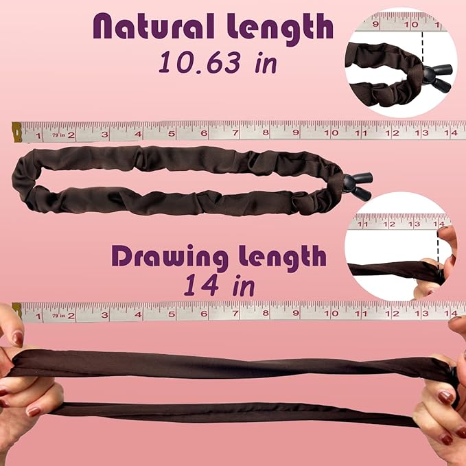2pcs Adjustable Satin Hair Ties for Afro Puff, Dark Brown Hair Scrunchies, Adjustable Ponytails Holder Tie, Satin Extra Length Scrunchies, Reusable Accessories for Thick & Nature Style
