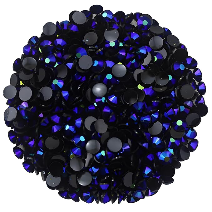 2250 Pcs SS16 4mm AB Flatback Rhinestones for Nails Art Crafts Glitter Round Shine Gems Crystals DIY Clothes Shoes （Black-Bottom Sapphire AB）