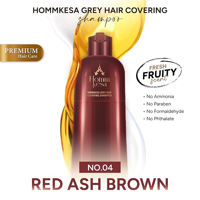 Grey Hair Covering Shampoo (6 Packet) – Premium 3-in-1 Hair Dye Shampoo For Grey Hair (Red Ash Brown)