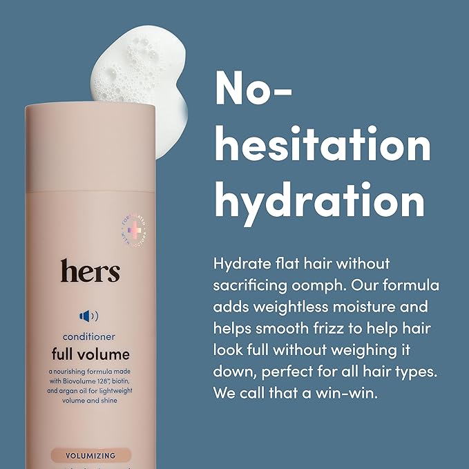 hers Full Volume Conditioner, 2 Pack - Volumizing Conditioner for Women with Biotin - Adds Lightweight Volume, Shine & Bounce - Coastal Cedar Citron - 2 x 6.4 fl oz