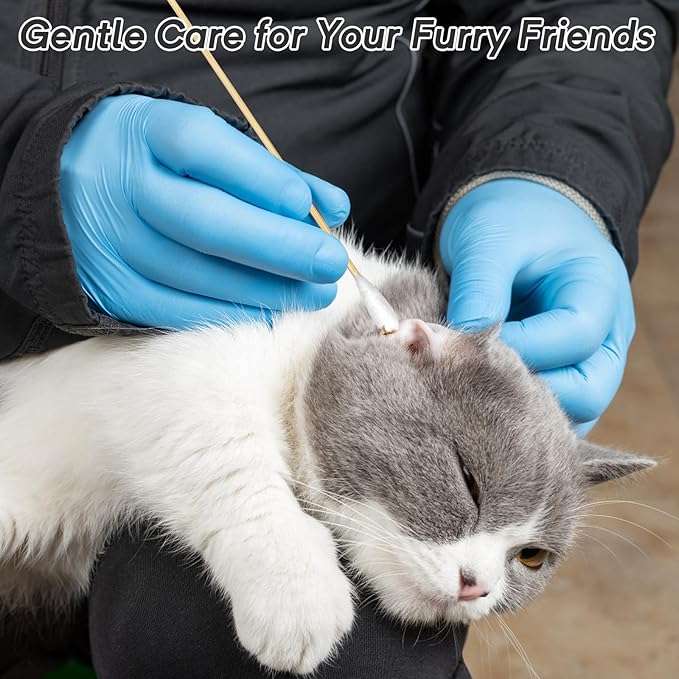 200 Pcs Large Cotton Swabs for Pet Care, 6 Inch Long Cotton Swabs with Bamboo Handle, Professional Dog Ear Swabs, Absorbency Big Cotton Tips, Pet Cleaning Solution Supplies