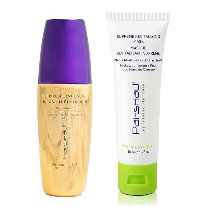 Pai-Shau Biphasic Infusion and Supreme Revitalizing Mask - Oil-Free Hair Rejuvenating Serum and Repairative Hair Treatment Suitable for All Hair Types