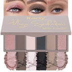 evpct 6 Colors Travel Eye Shadow Palette Makeup, Rose Coffee White Bright Nude Pink Black Brown Sparkly Shimmer Glitter Matte High Pigment Mini Eyeshadow Palette for Older Women, Built in Mirror