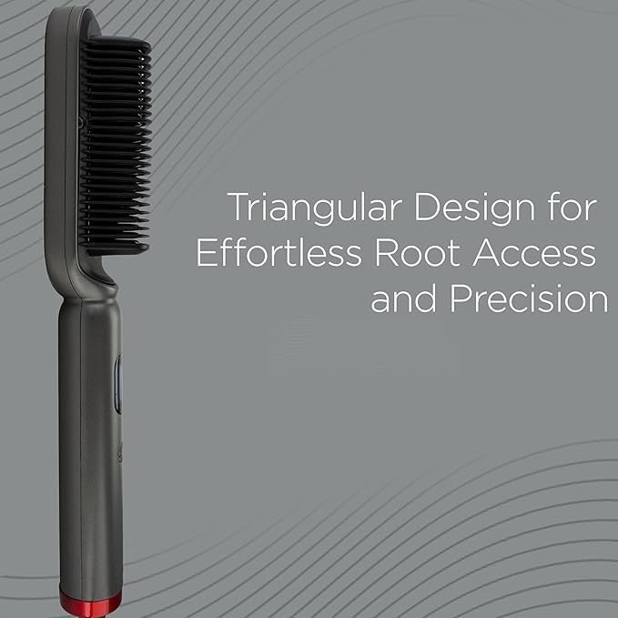 CHI Lava TriLume Heated Brush, Triangle-Shaped Comb for Natural Waves & Volume, Easy & Gentle Root Access, Reduces Frizz & Increases Shine