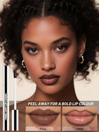 Lip Stain Peel Off Lip Liner Stain with Tweezer, Long Lasting Matte Lip Tint Tattoo, Highly Pigmented Color Lip Makeup, Waterproof Lipstick, Transfer-proof Lipstain for Women, Espresso