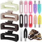 TOCESS 36-Piece Hair Accessories Set: Large Neutral Claw Clips, Hair Ties Damage No & Styling Duck Bill Clips Alligator, Designed for Women and Girls with Thick Hair, Ideal for Ponytails and Braids.