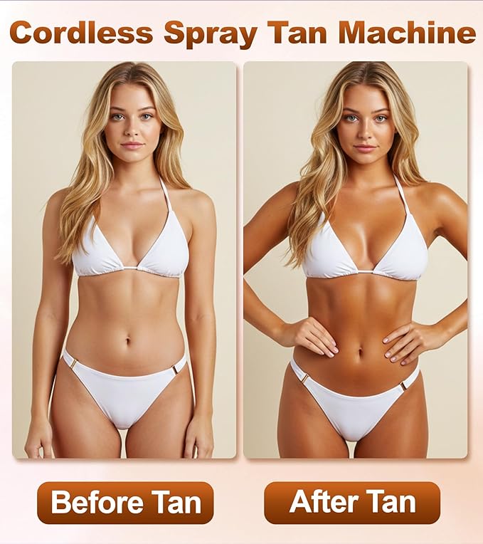 Cordless Spray Tan Machine, Spray Tan Gun for Self Tanning Travel Beach Salon DIY, Portable & Rechargeable Spray Tan Machine, Long Battery Life, Even Spraying, Lightweight, Include Type-C Cable, Mitt