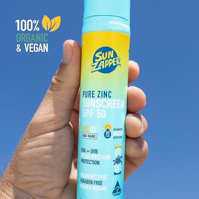 Sun Zapper Pure Zinc Mineral Sunscreen SPF 50 Pump, 25% Zinc Oxide, Broad Spectrum UVA/UVB, Reef Safe, Fragrance Free, Paraben Free, Water Resistant 80 Min, Rubs in Clear, 3.5 oz (100 g)