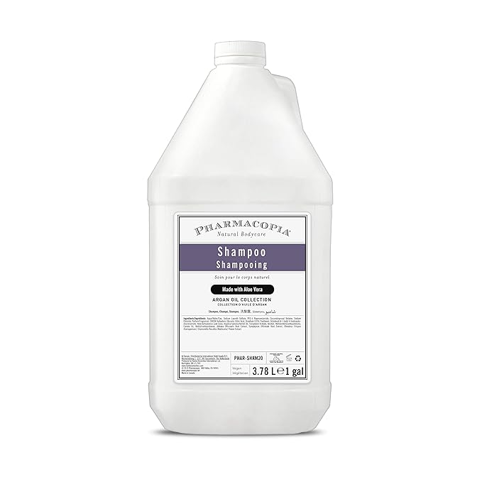 Pharmacopia Hotel Argan Oil Shampoo – Natural Hair Care with Plant Based & Organic Ingredients - Aloe Vera wtih Green Tea and Melon Essence - Vegan, Cruelty Free, No Parabens, 128 oz