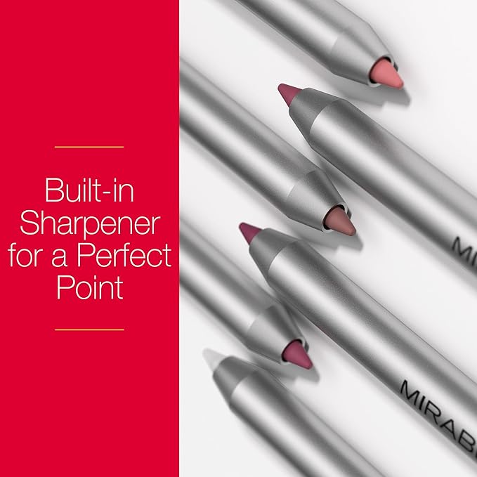 Mirabella Line & Define Lip Definer Lip Pencil, Smoothing & Moisturizing Retractable Lip Liner with Long-Lasting & Ultra-Creamy Formula, Antioxidants Vitamin C & E, & Built-In Sharpener - Flirty